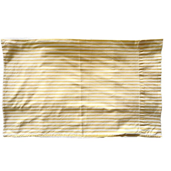 PAIR Ralph Lauren Standard Pillowcases Butter Yellow & White Stripe 100% Cotton - Picture 6 of 8